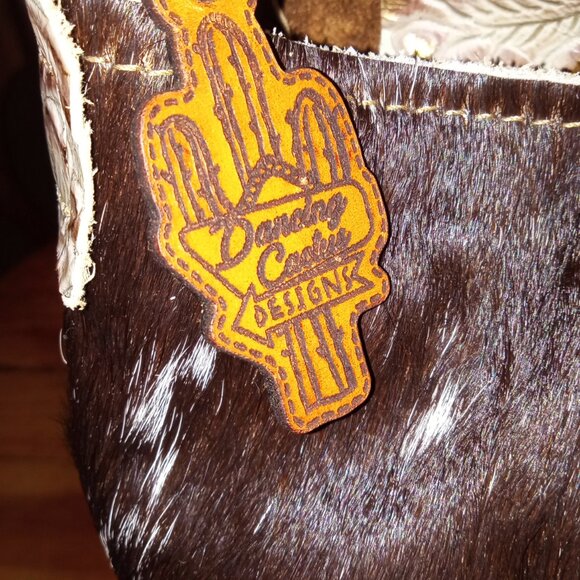 Dancing Cactus Designs Large Cowhide Leather Fringe Handbag - Picture 4 of 9
